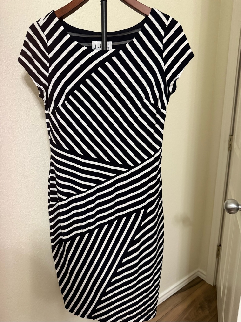 Joseph Ribkoff Black & White Striped Sheath Dress